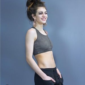 Helvak River cropped tank - olive dyed